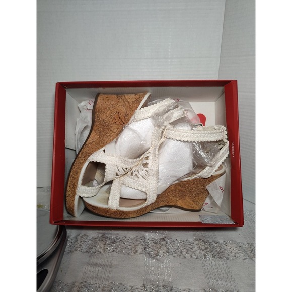 Crochet Wedge Sandals With Ankle Strap By Impo with box Size 10M - Picture 3 of 14